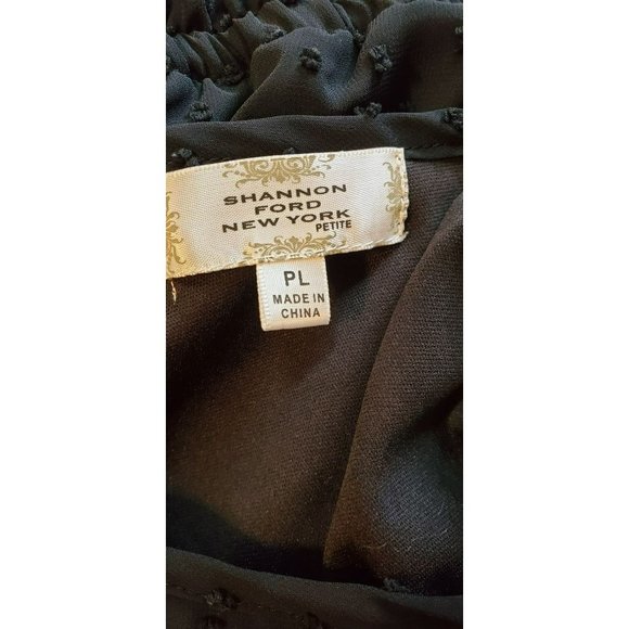 Shannon Ford New York Black Women's Swiss Dot Elastic Waist Three Quarter Sleeve - Picture 3 of 3